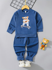 Boy's Cartoon Animal Print Set