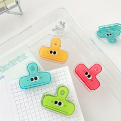 4pcs Eye Pattern Binder Clips 4 Colors PP Material Acrylic File Binder Clip