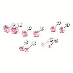 3-7mm Silvery Pink Diamond Stud Earrings for Women
