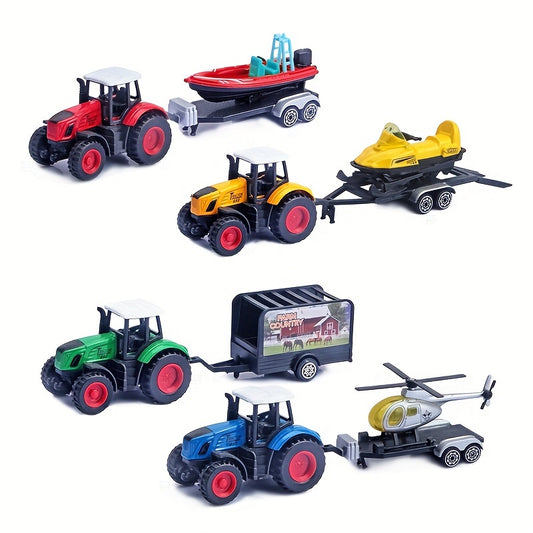Kids Toy Car Farmer's Model Pull Back Aircraft Yacht Cargo Trailer
