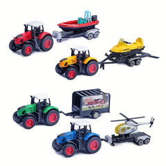 Kids Toy Car Farmer's Model Pull Back Aircraft Yacht Cargo Trailer