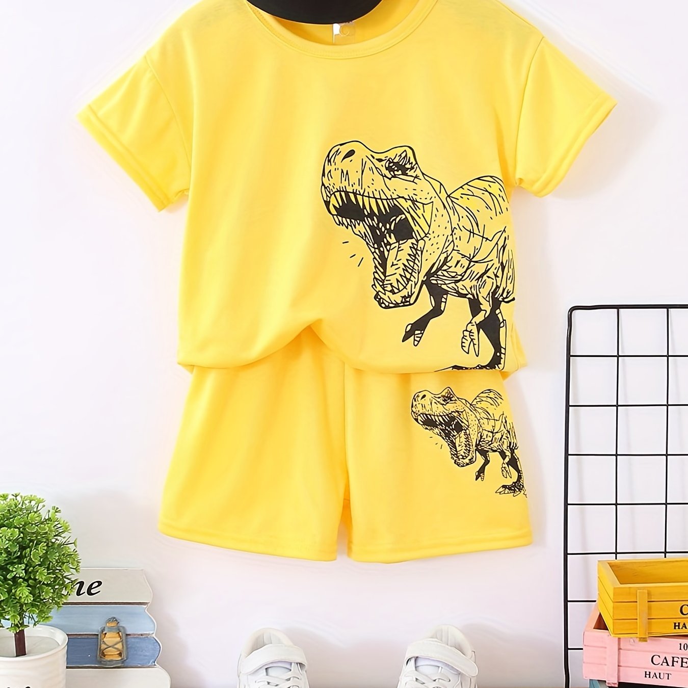 Boys Dinosaur Graphic Short Sleeve T shirt&Shorts Set Summer Kids Clothing