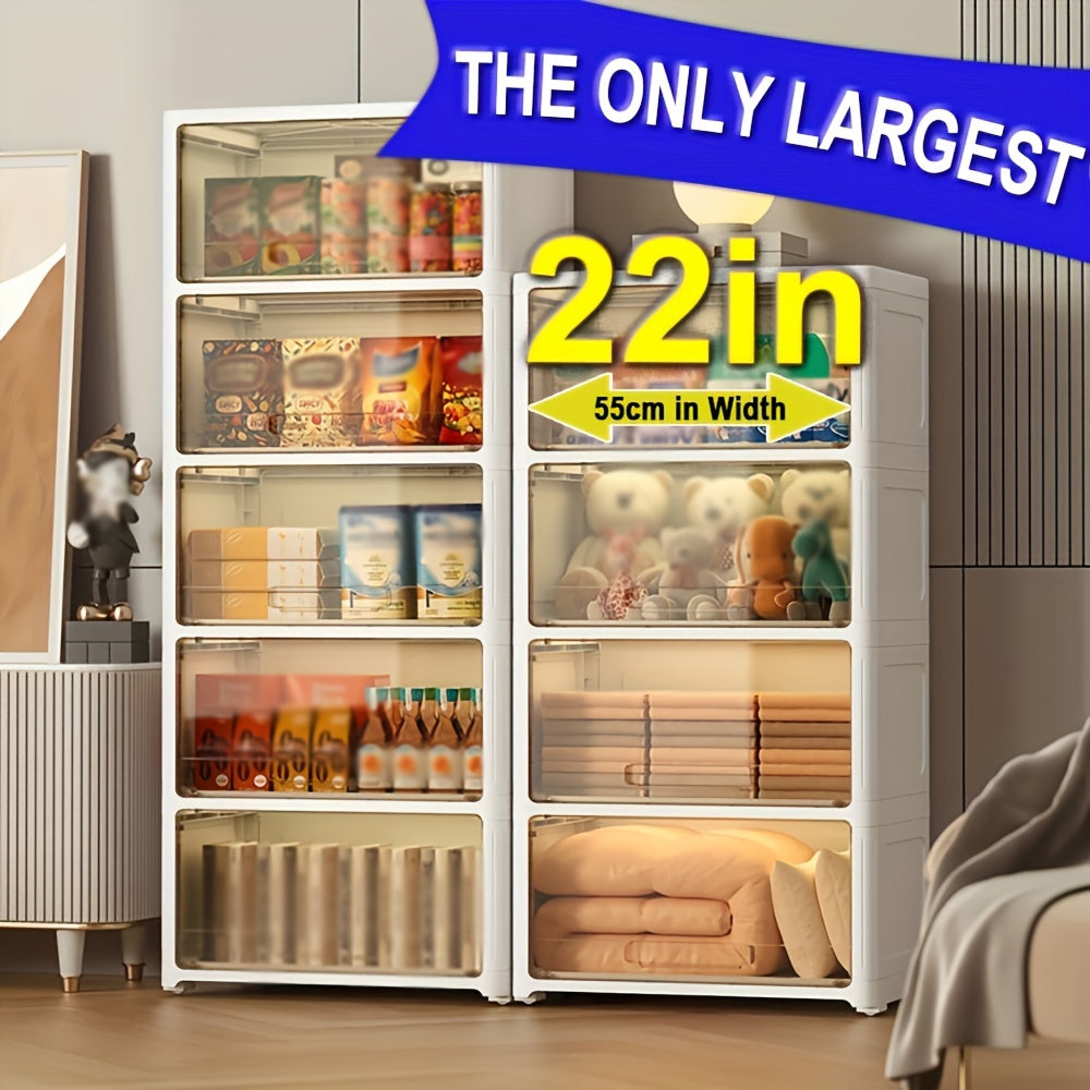 1pc Stackable Storage Cabinet with Lids Plastic Boxes Home Decor