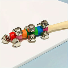 Wooden Colored Hand Tambourine Rainbow Instrument Bell