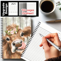 Enchanting Bull and Wreath Spiral Notebook 100 Pages 14 x 10 Mixed Colors