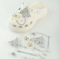 20pcs Shoe Decorations Butterfly Chain Small Flowers for Crocs Gift Party Decor