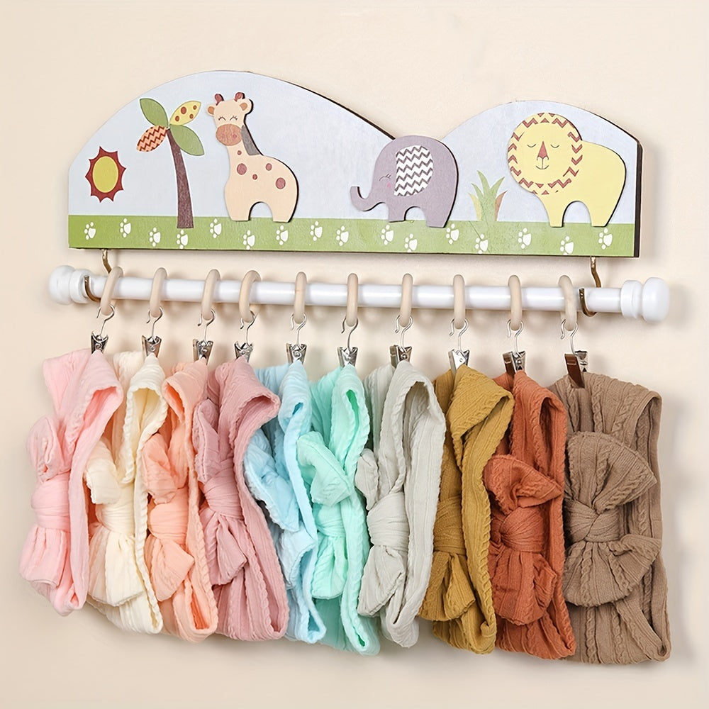 Cartoon Hair Accessories Organizer 10 Hooks for Baby Girls Headbands Clips