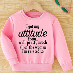 Girls Attitude Print Crew Neck Sweatshirt Top Pullovers
