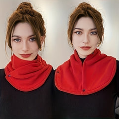 Solid Snap Neck Gaiter Thickened Warm Neck Cover Winter Outdoor Windproof Scarf