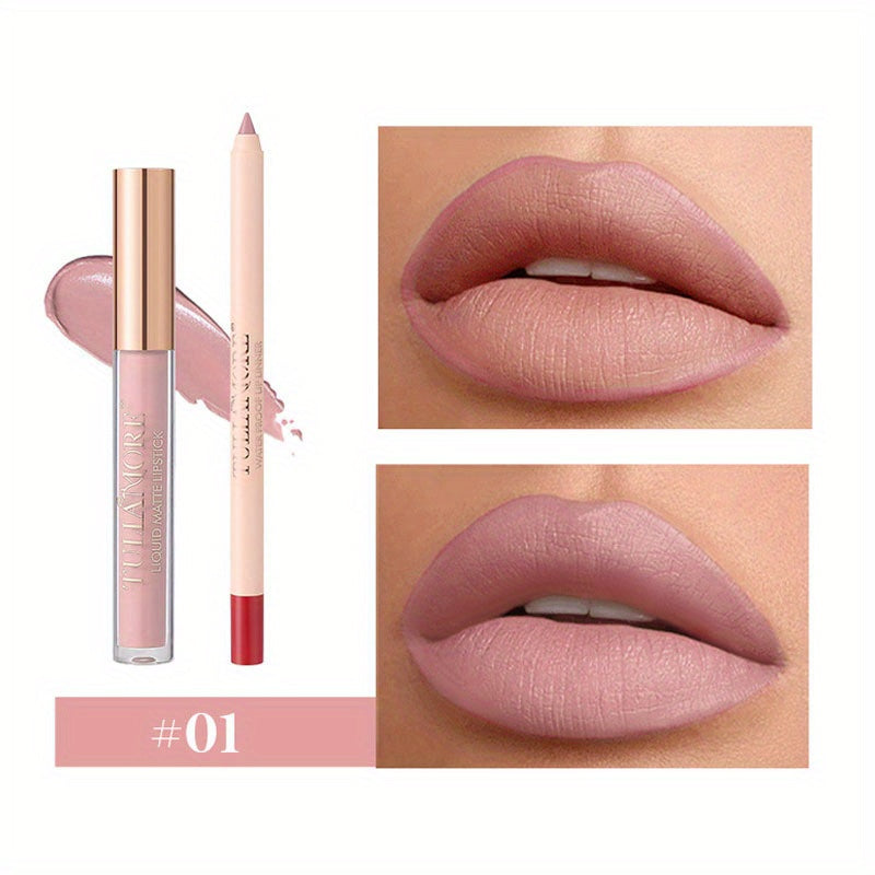 12 Colors Matte Lip Liner And Lipstick Makeup Set Liquid Lipstick 24H