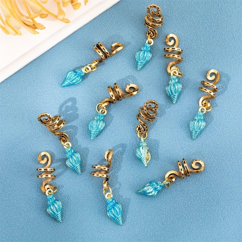 10pcs Conch Shape Hair Beads Oceans Series Hair Rings
