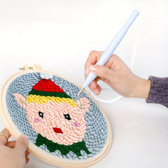 Christmas Punch Needle Embroidery Starter Kit Animal Rug 20x20cm
