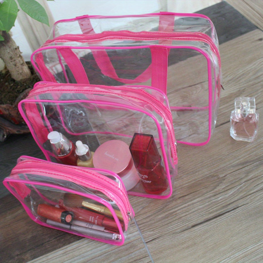 Clear Makeup Bag Waterproof Travel Toiletry Bag With Handle and Zipper