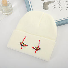 Embroidered Knitted Hat Warm Wool Cap Couple Versatility
