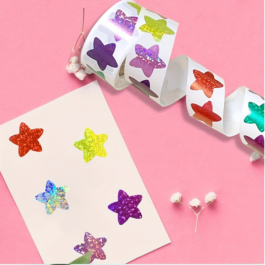 500 Colorful Star Stickers Roll, Self-Adhesive Seal Decorative Stickers