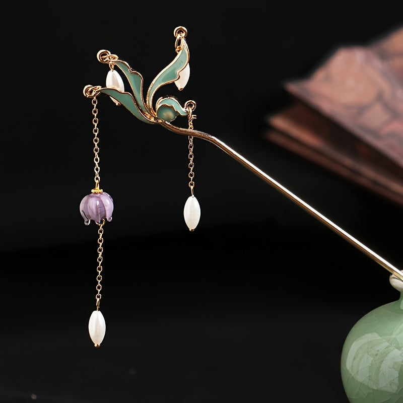 Vintage Chinese Style Hanfu Hairpin Leaf Tassel Hair Pin