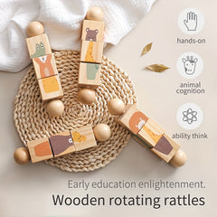 Colorful Wooden Animal Shape Matching Puzzle with Rotating Rattle