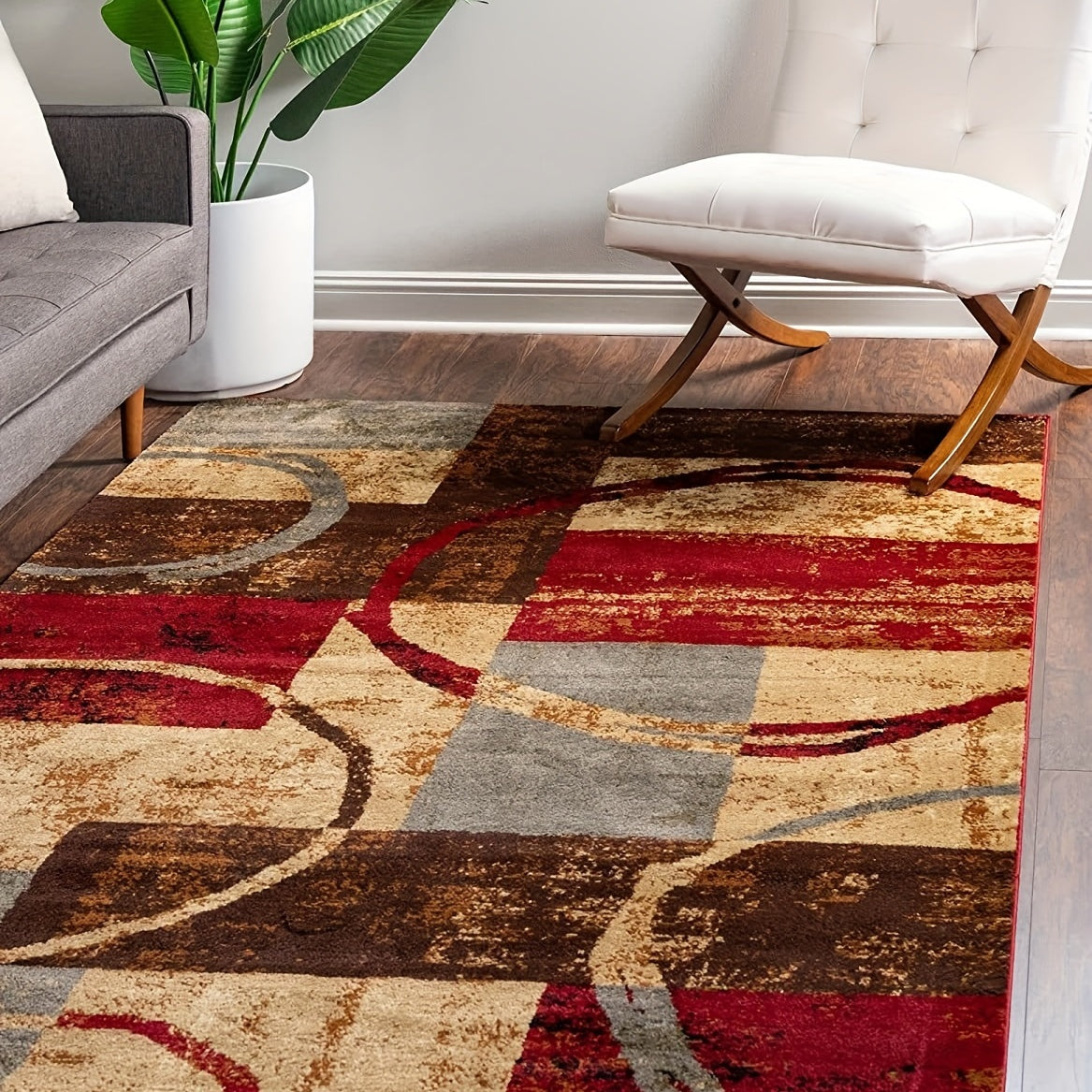 Vintage Circle PVC Floor Mat Soft Geometric Area Rug