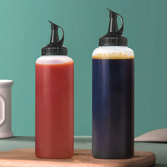 2 Pcs Squeeze Bottle Set 6Oz 12Oz for Condiments, Syrups, Dressing