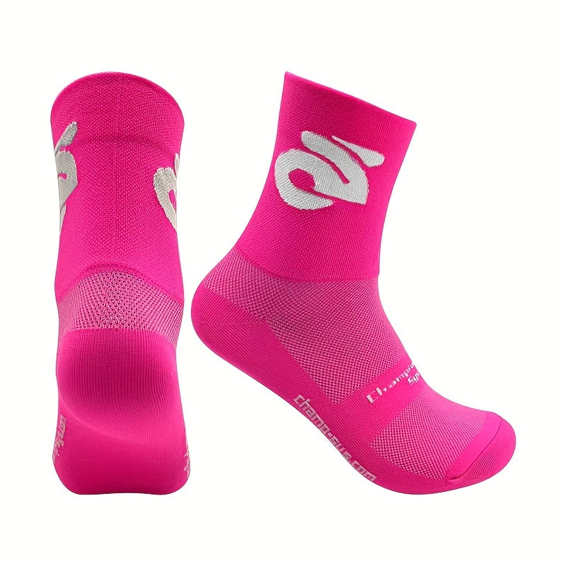 Breathable Mid Calf Sports Socks - Cycling Running Outdoor Sweat Absorbing
