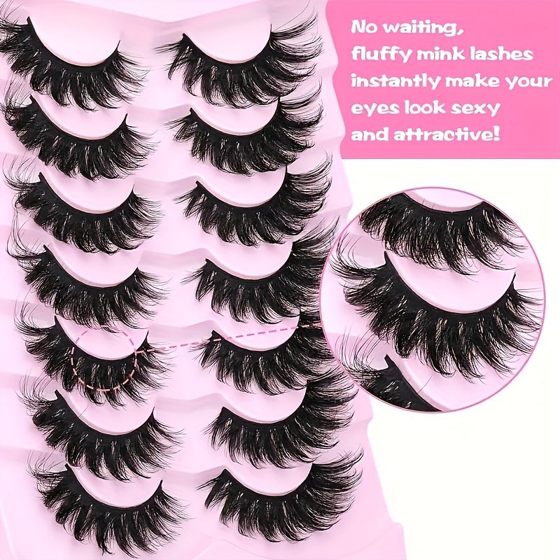 7 Pairs Fluffy False Eyelashes D Curl 8D Volume Lashes Fox Eye Style