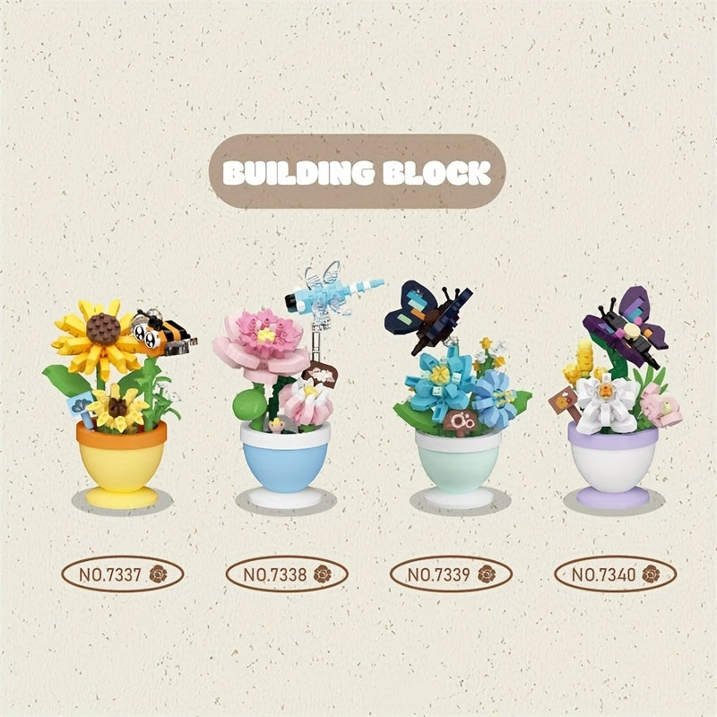 Flower Kingdom Bonsai Assembly Blocks for Kids - Indoor Table Decor