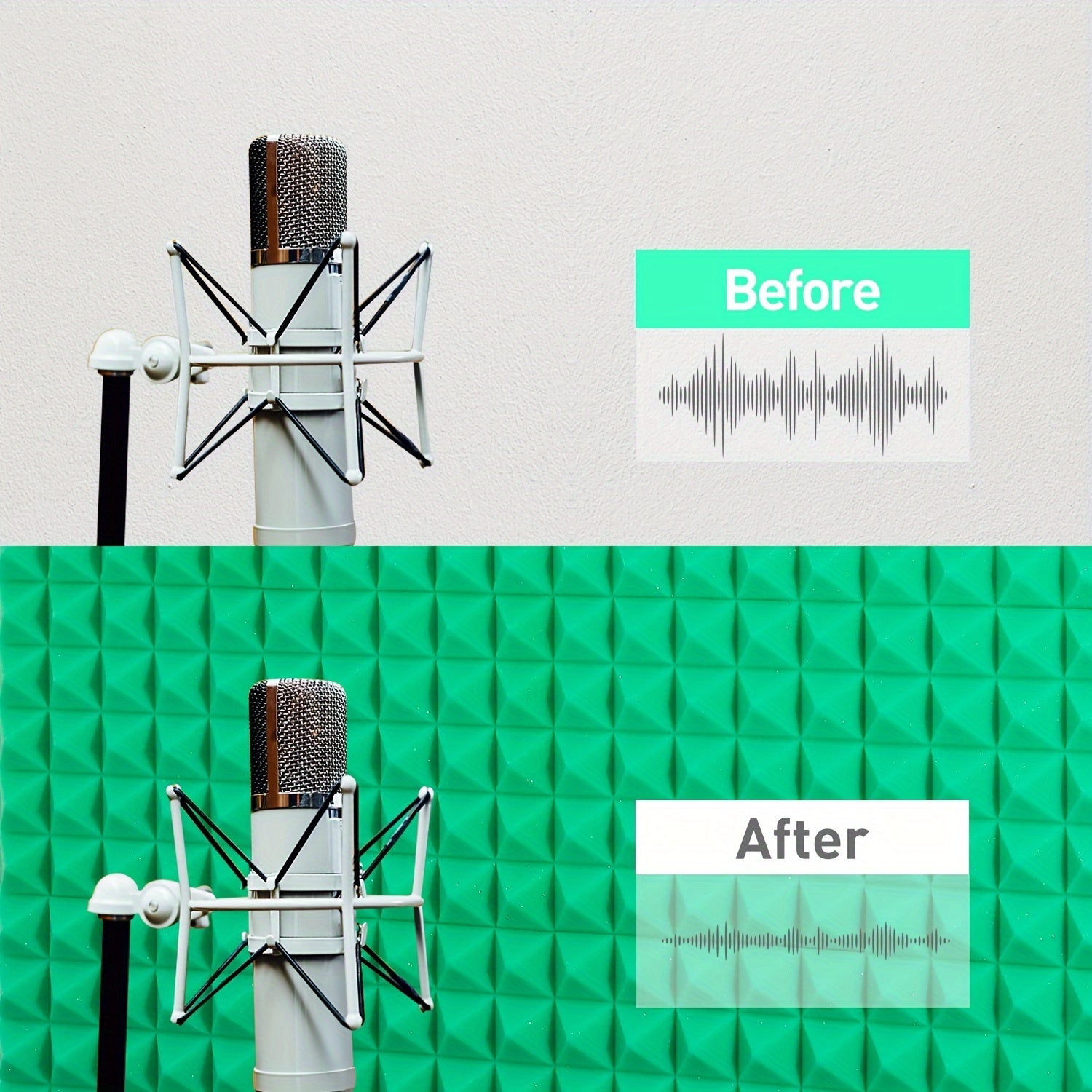 12pcs Green Pyramid Sound Insulation Cotton High Density Fireproof Material