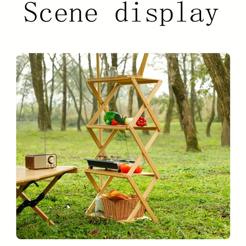 Portable Solid Wood Folding Shelf for Camping