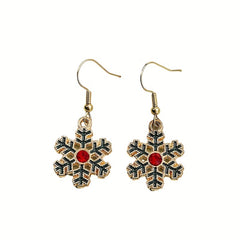 Christmas Snowflake Earrings with Artificial Diamond - Dripping Earrings