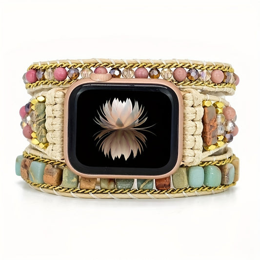 Bohemian Braided 3 Layers Red Pattern Watch Band