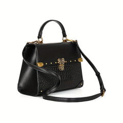 Crocodile Pattern Crossbody Bag Top Handle Satchel Handbag