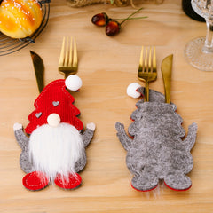 2pcs Gnome Cutlery Holder Set Christmas Party Decoration