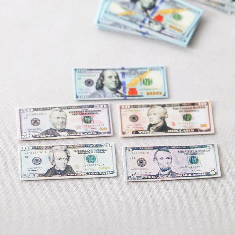 100pcs Banknotes 5 Packs 1:12 1:6 Dollhouses BJD Scene Accessories DIY Craft