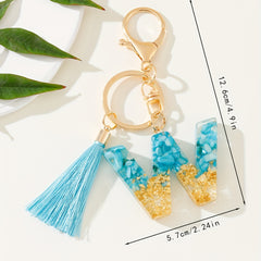 Sequins Alphabet Keychain Resin Key Chain Bag Charm Women Gift