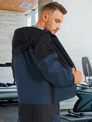Men's Sauna Sweat Jacket Block Hooded Workout Clothing for Gym