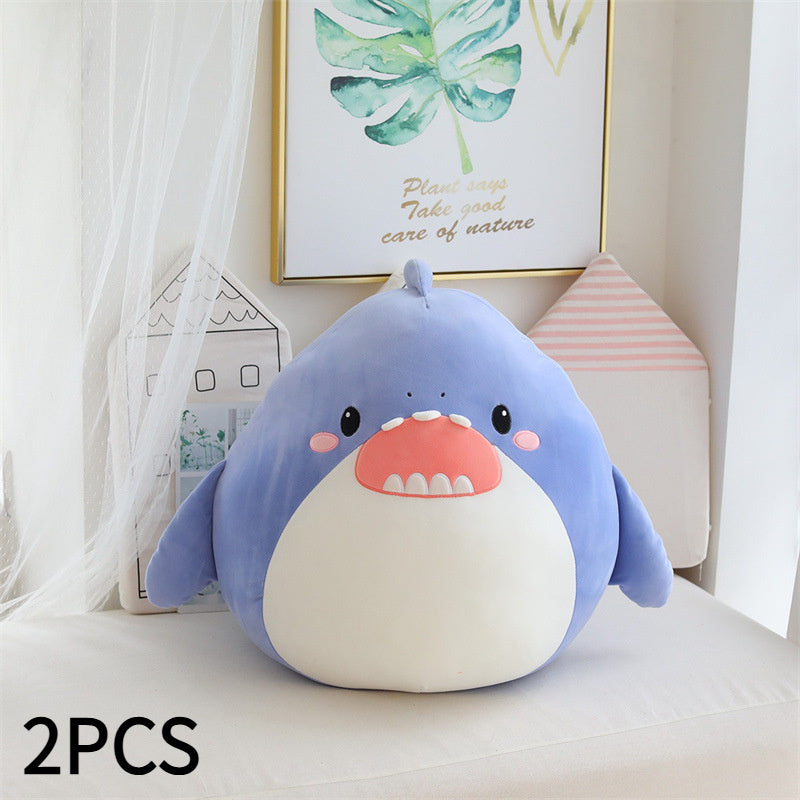2pcs Shark Plush Dolls Cartoon Animal Shape Soft Stuffed Animals