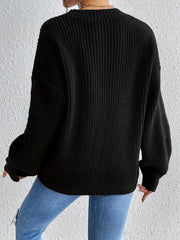 Solid Crew Neck Pullover Sweater Long Sleeve Winter Women's Clothing