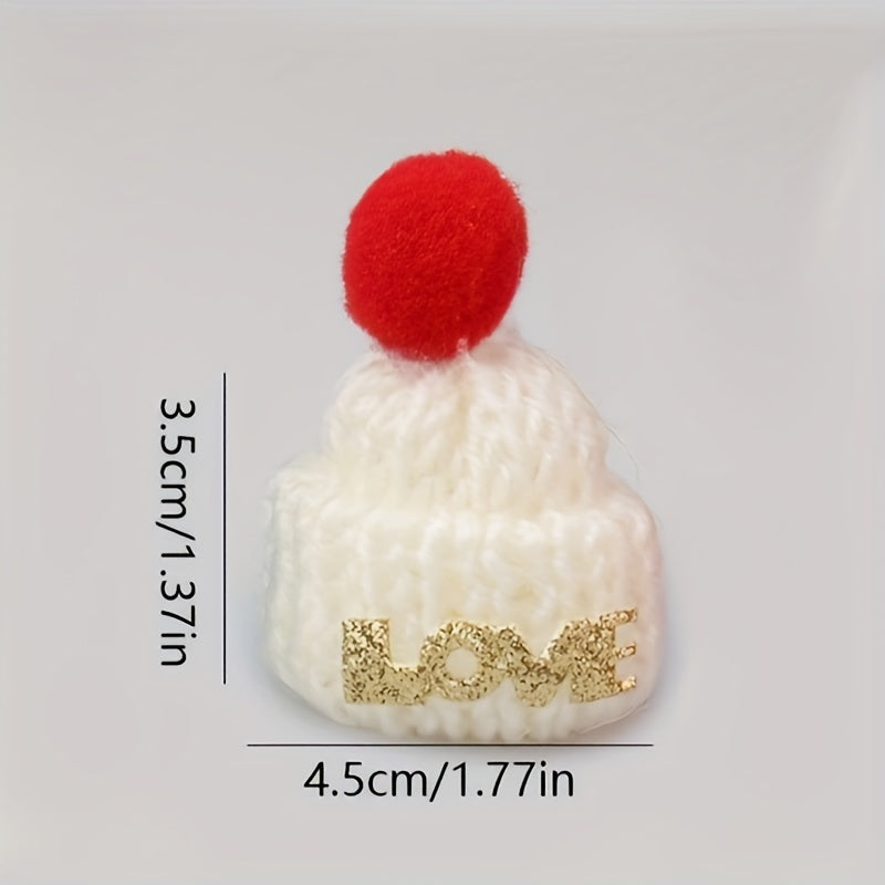 Mini LOVE Woolen Hat Christmas Gift Decorative Lollipop Fork Bottle Hat