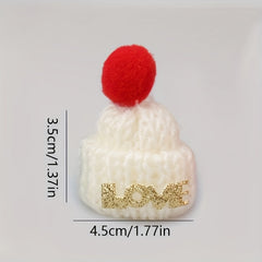 Mini LOVE Woolen Hat Christmas Gift Decorative Lollipop Fork Bottle Hat