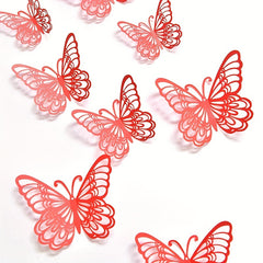 12pcs 3 Sizes 3D Butterfly Wall Decor Golden Decorations For Birthday Party Cake