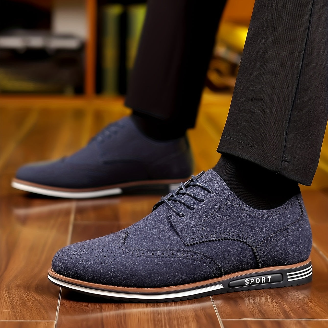 Men's Brogue Wingtip Derby Shoes Lace up Formal Dress Shoes