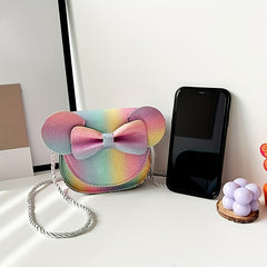 Girls Casual Colorful Bow Mouse Shaped Bag PU Shoulder Bag