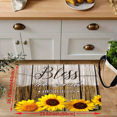 Sunflower Print Kitchen Mat Anti Slip Absorbent Bath Mat