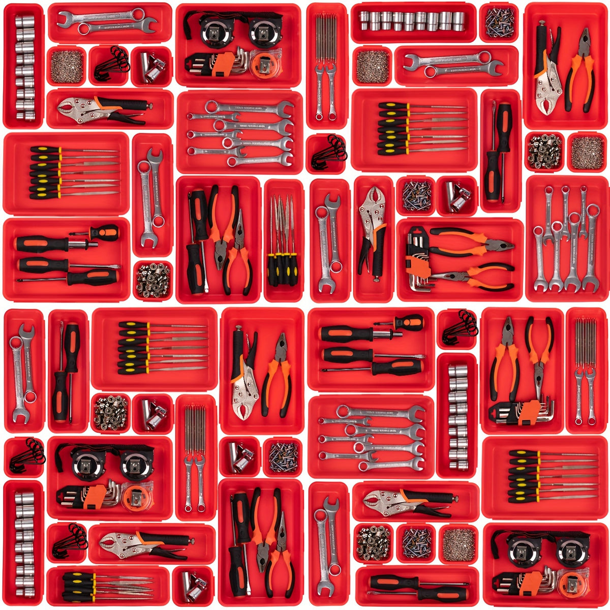 45pcs Tool Storage Box Divider Set Desk Drawer Garage Organization