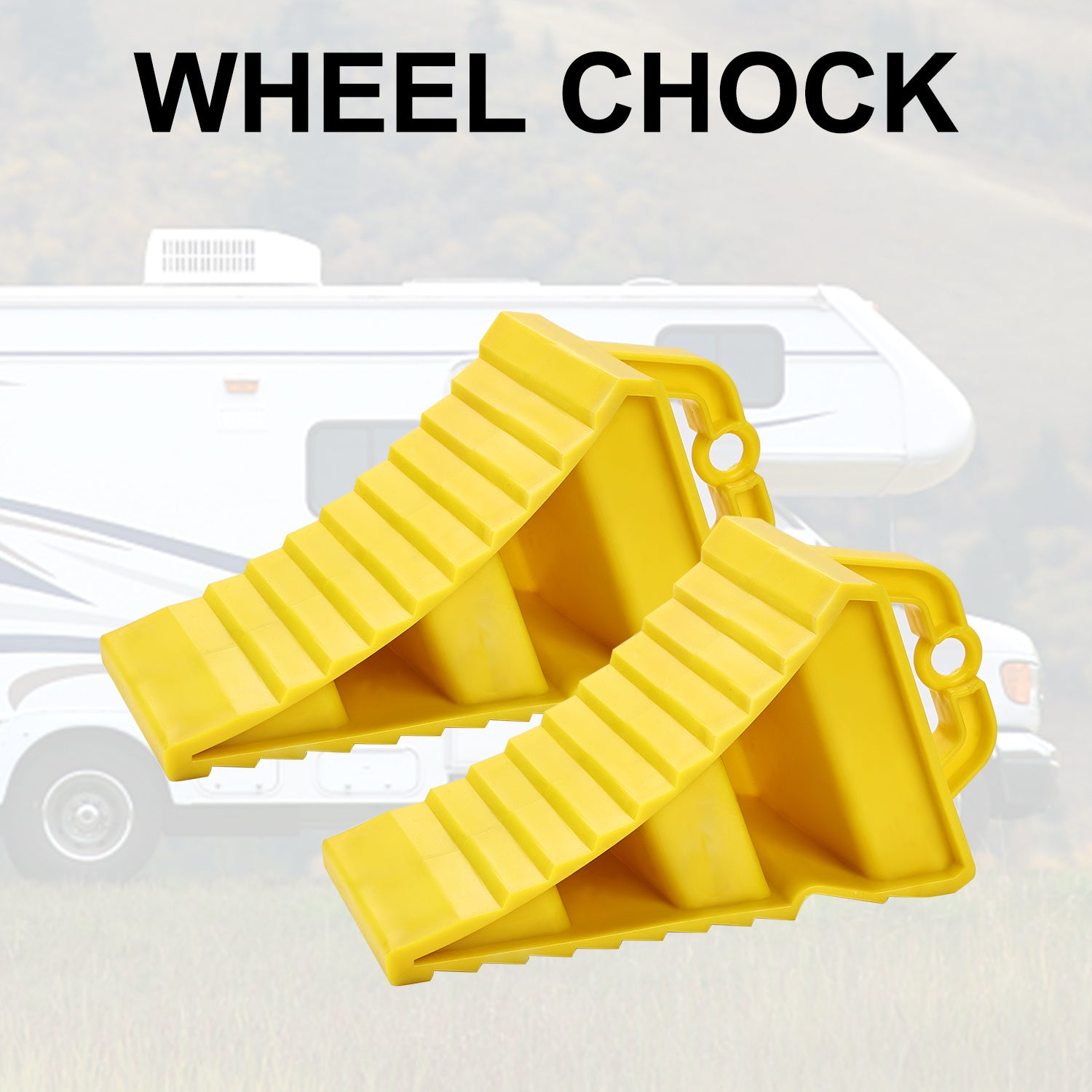 2pcs Wheel Chock With Handle Quick Grip Ribbed Wheel Chocks & Shock Absorbers