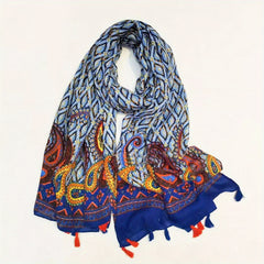 Paisley Fringe Trim Scarf Shawl Wrap Head Wrap Gift For Mother's
