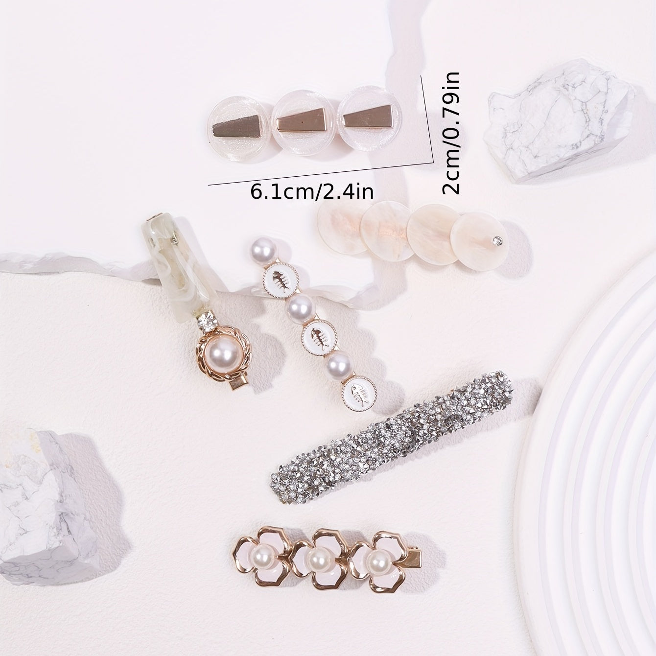 6pcs Pearl Flower Hair Clips Bobby Pin Hair Slides Non Slip Hair Decoration
