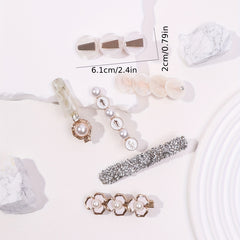 6pcs Pearl Flower Hair Clips Bobby Pin Hair Slides Non Slip Hair Decoration