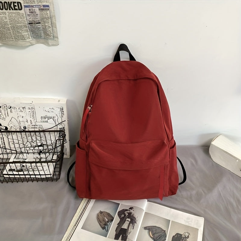 Large Capacity Preppy Backpack Dacron Lightweight School Campus Daypack