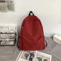 Large Capacity Preppy Backpack Dacron Lightweight School Campus Daypack